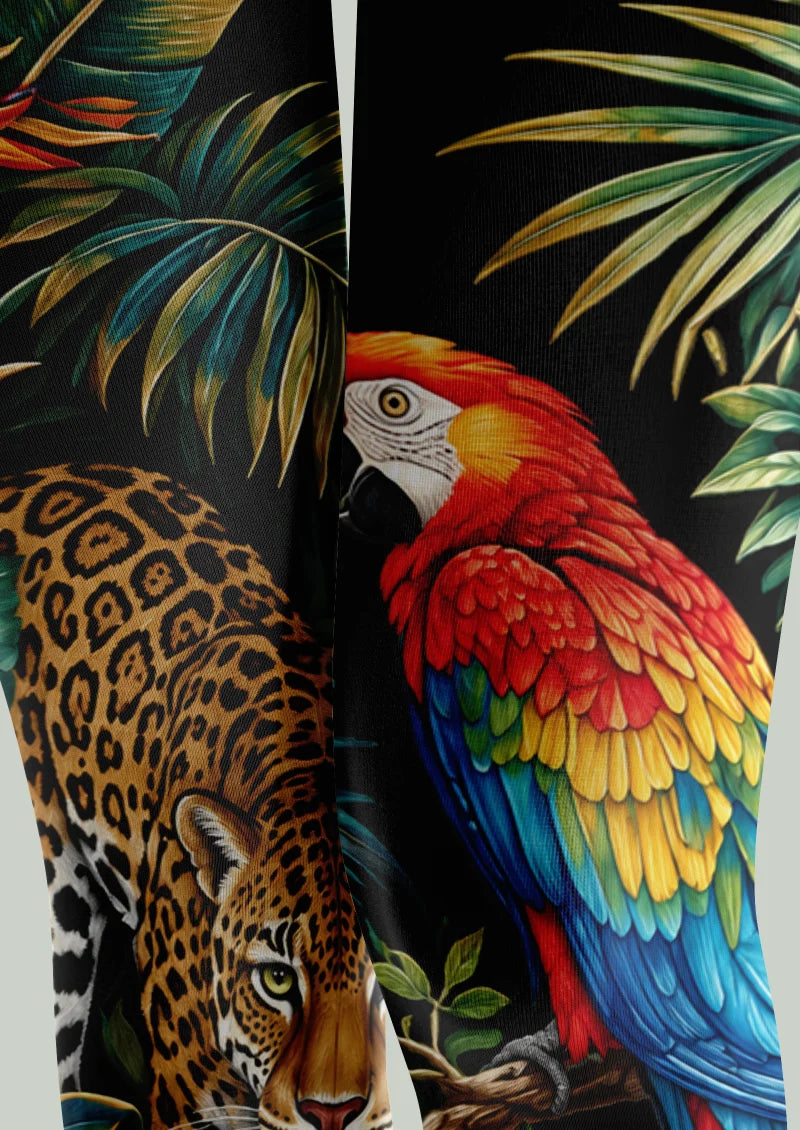 Multicolor Tropical Wildlife Footless Tights