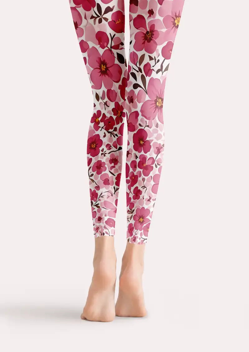 Pink Floral Footless Tights