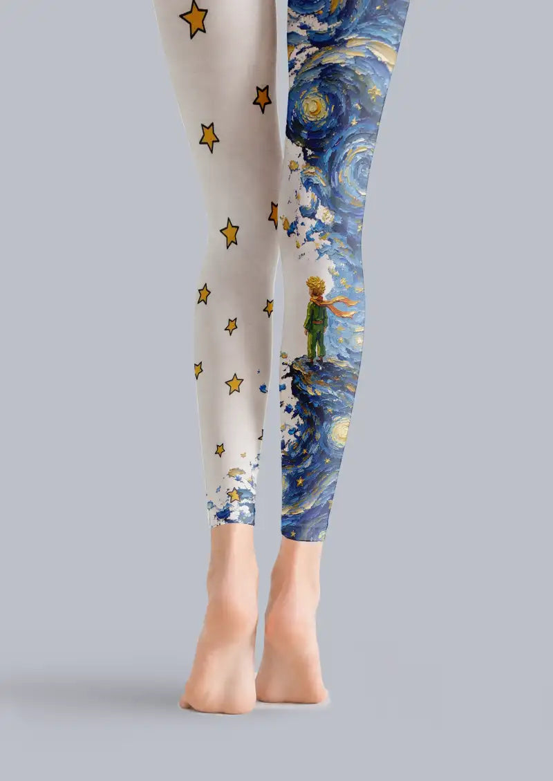 Blue Starry Sky Character Footless Tights