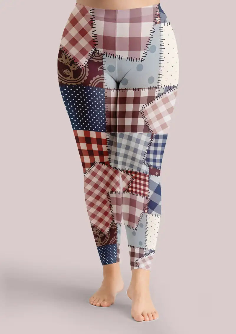 Multicolor Patchwork Plaid Footless Tights