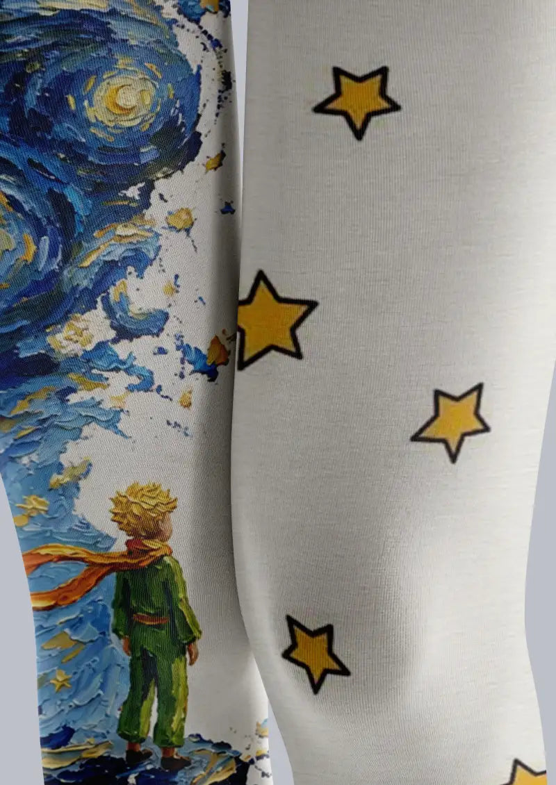 Blue Starry Sky Character Footless Tights