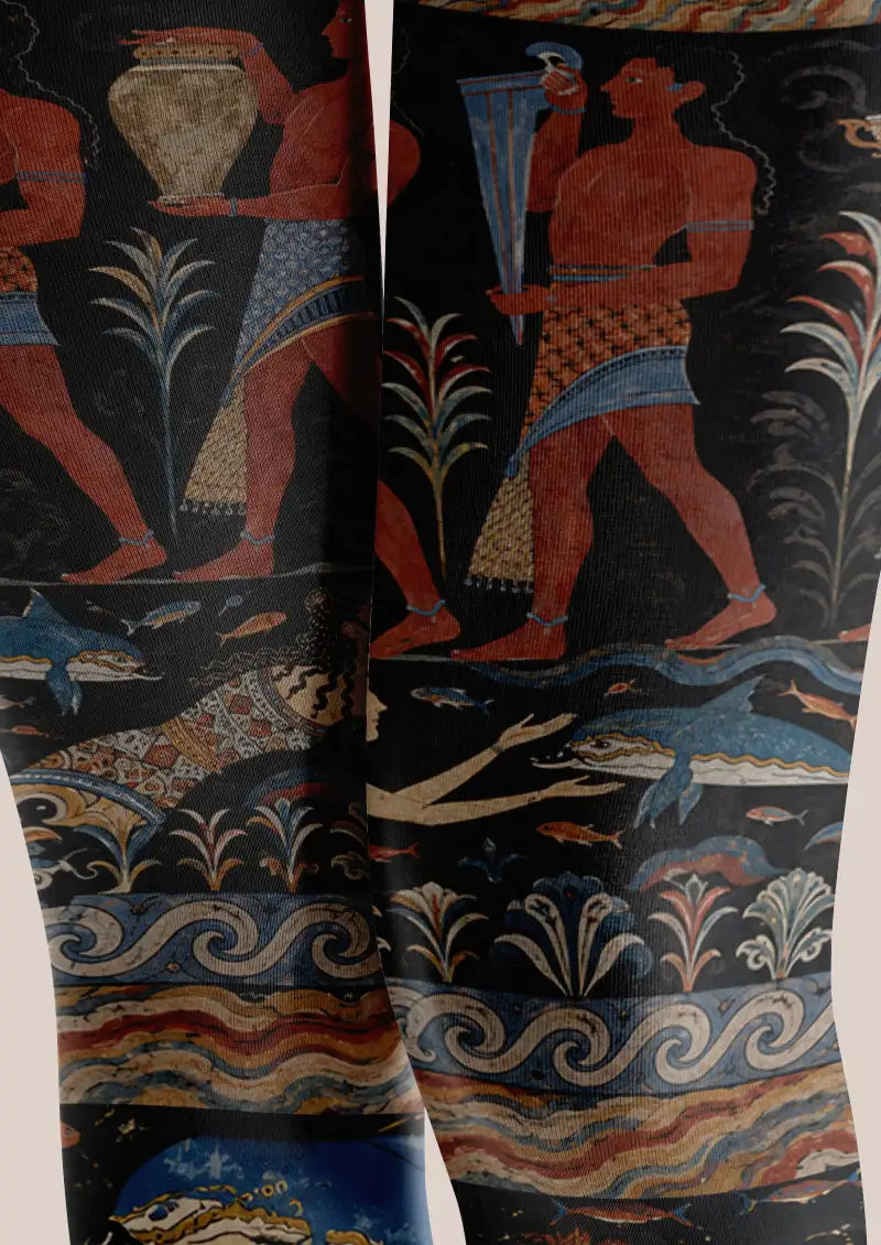 Greek Mythology Vase Graphic Footless Tights Hosiery Leggings