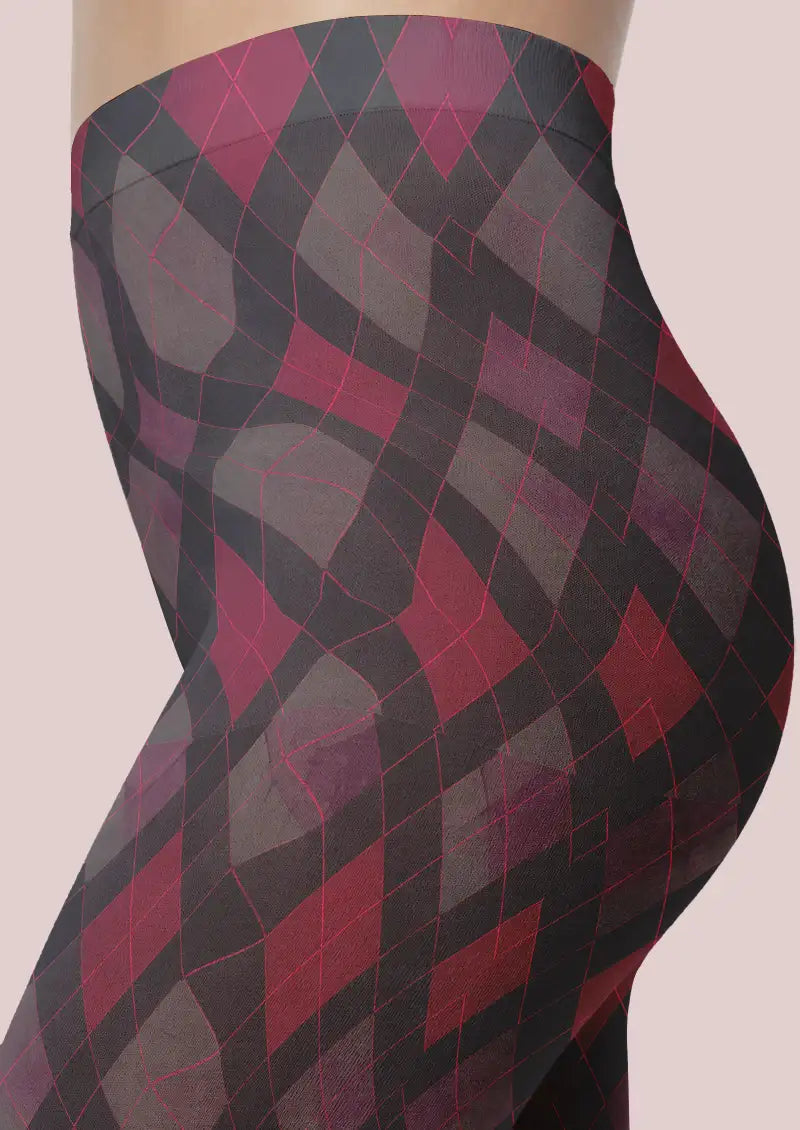 Argyle Abstract Diamond Pattern Footless Tights Hosiery Leggings