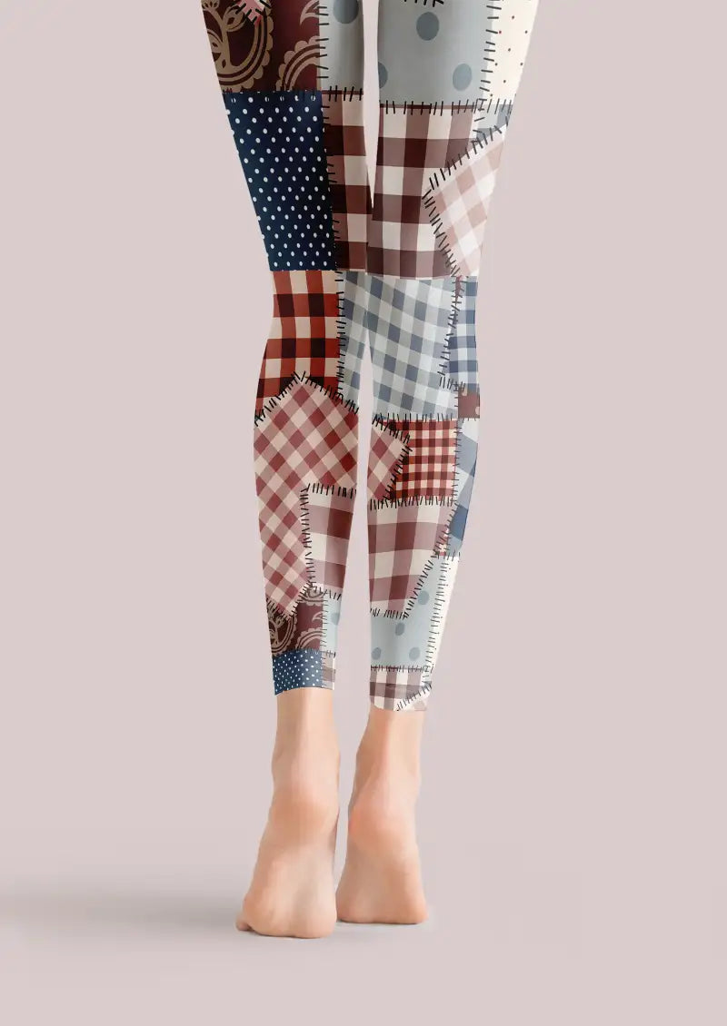 Multicolor Patchwork Plaid Footless Tights