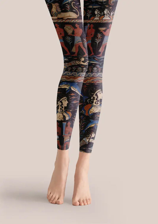 Greek Mythology Vase Graphic Footless Tights Hosiery Leggings