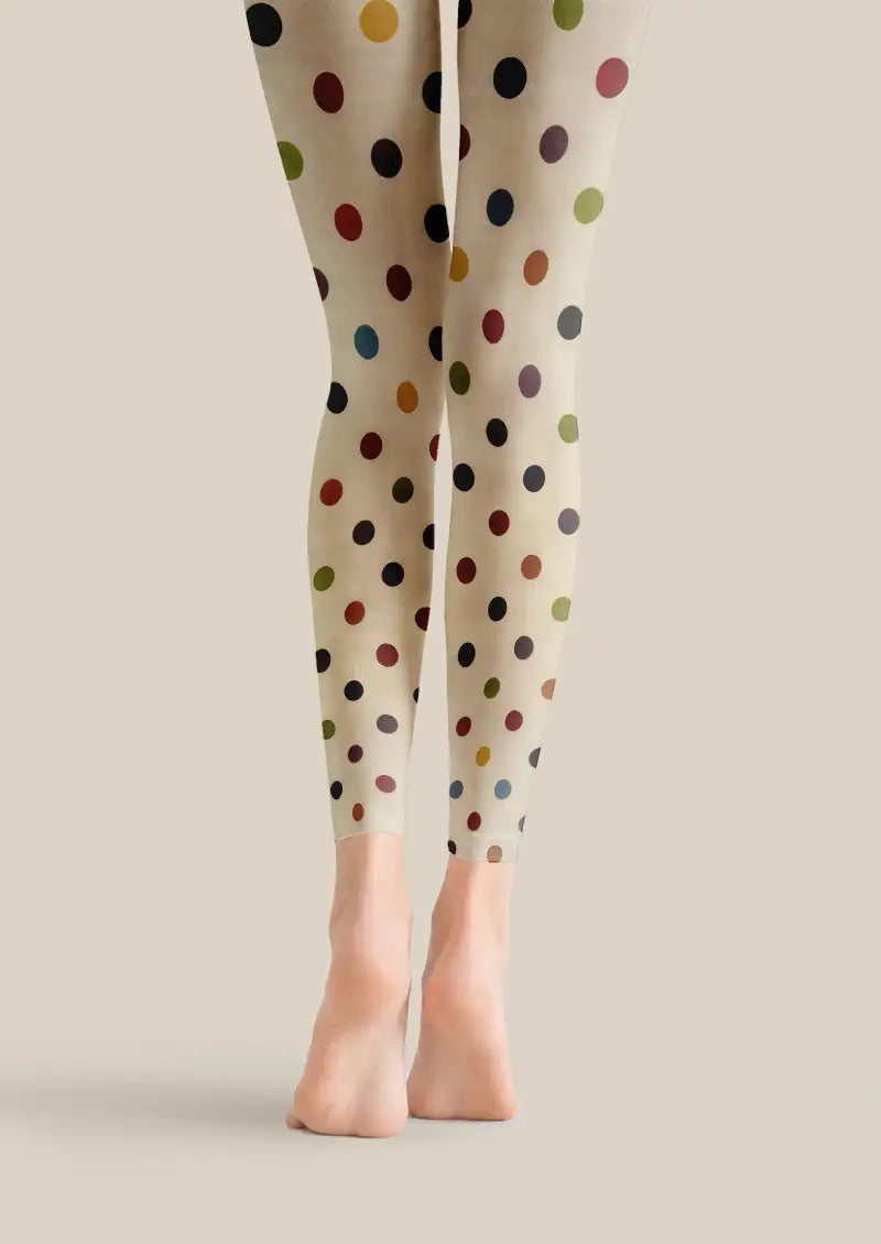 Colorful Polka Dot Cat Graphic Footless Tights Hosiery Leggings
