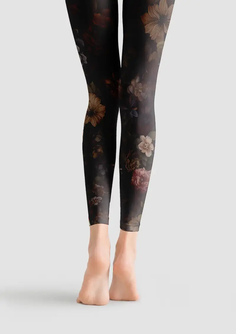 Vintage Rose Floral Footless Tights Hosiery Leggings