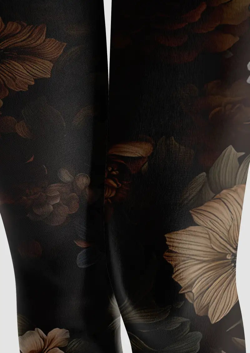 Vintage Rose Floral Footless Tights Hosiery Leggings