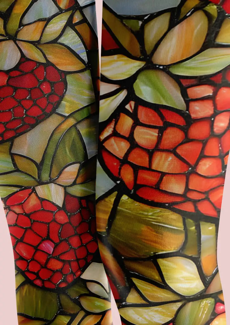 Tiffany Glass Floral Footless Tights Hosiery Leggings