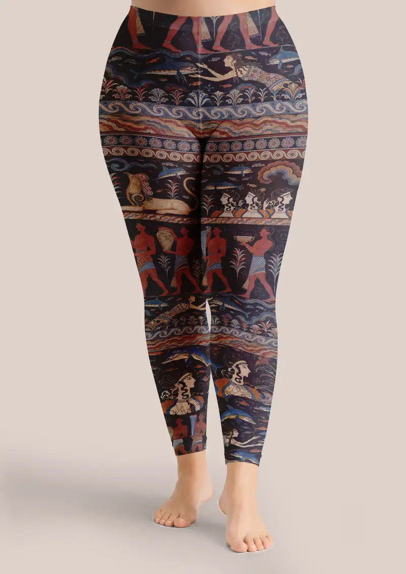 Greek Mythology Vase Graphic Footless Tights Hosiery Leggings