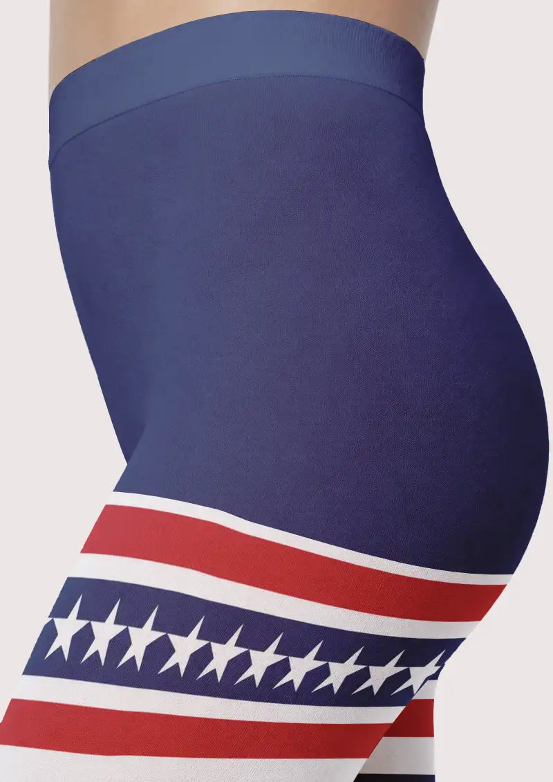 USA Stars and Stripes Graphic Footless Tights Hosiery Leggings
