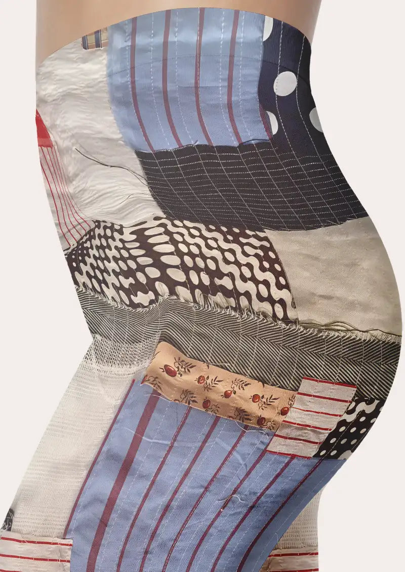 Multicolor Patchwork Check Footless Tights