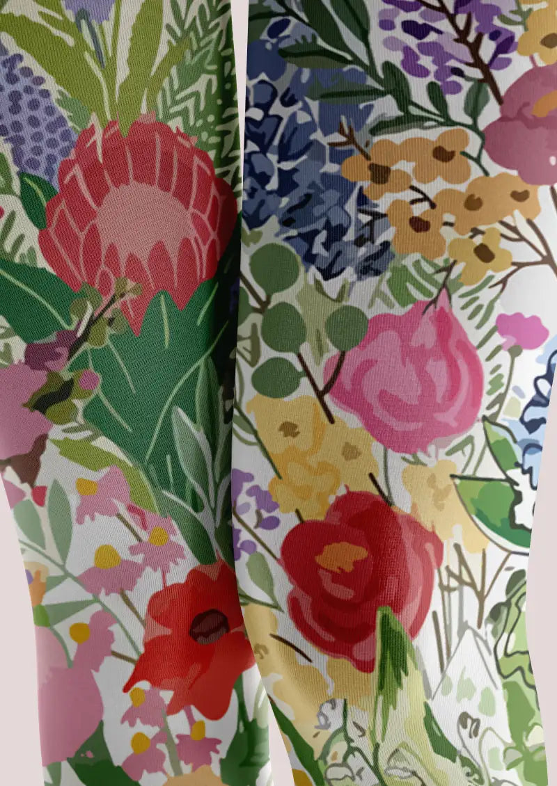 Colorful Garden Floral Footless Tights Hosiery Leggings