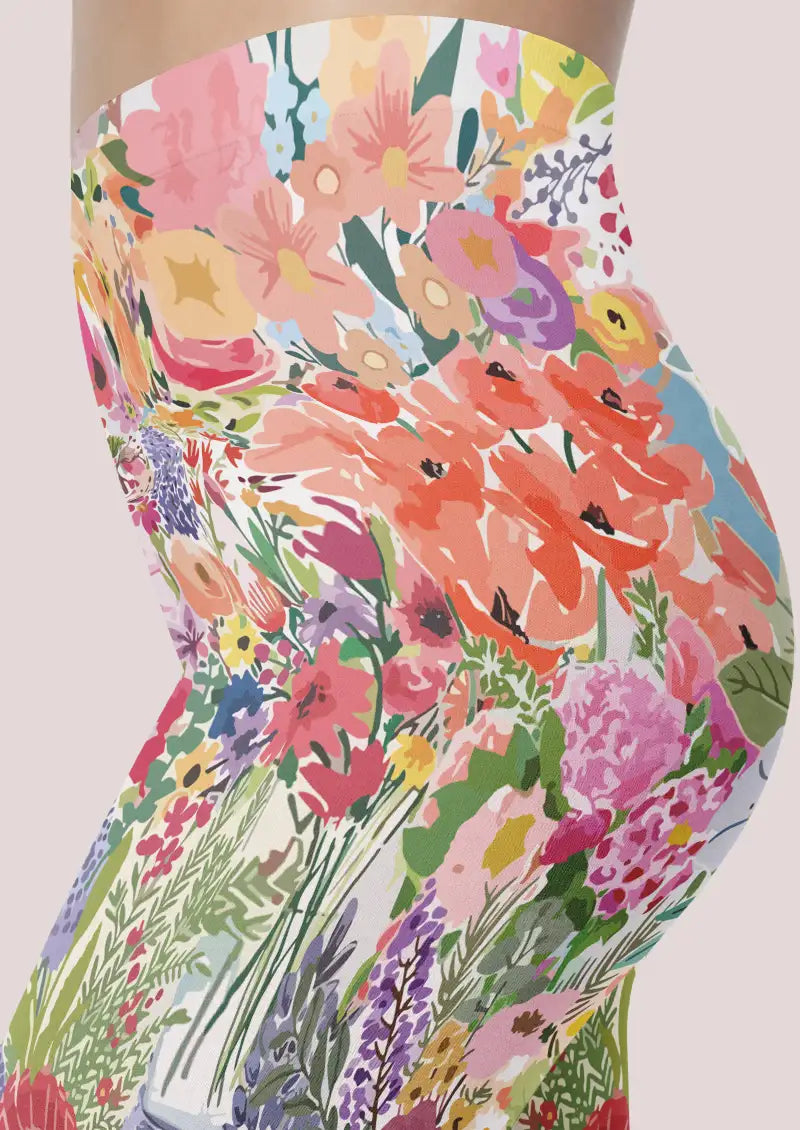 Colorful Garden Floral Footless Tights Hosiery Leggings
