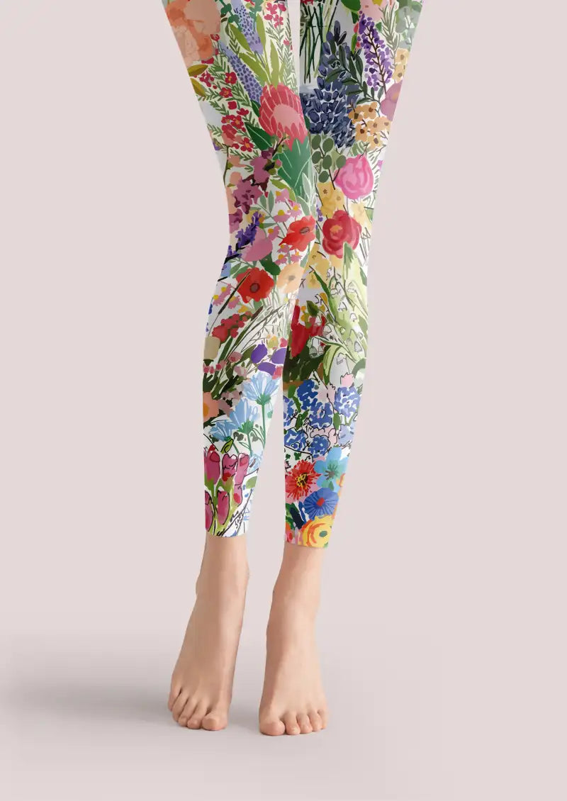 Colorful Garden Floral Footless Tights Hosiery Leggings