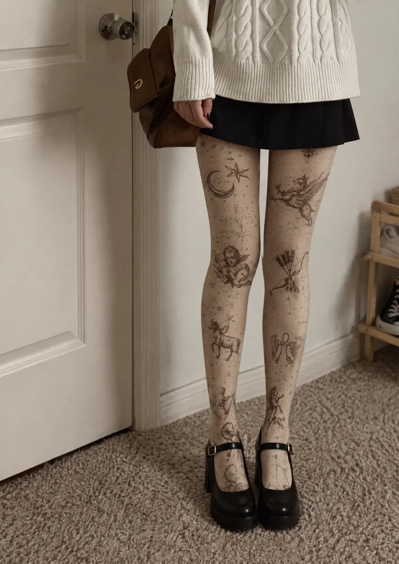 Ivory Zodiac Map Tights