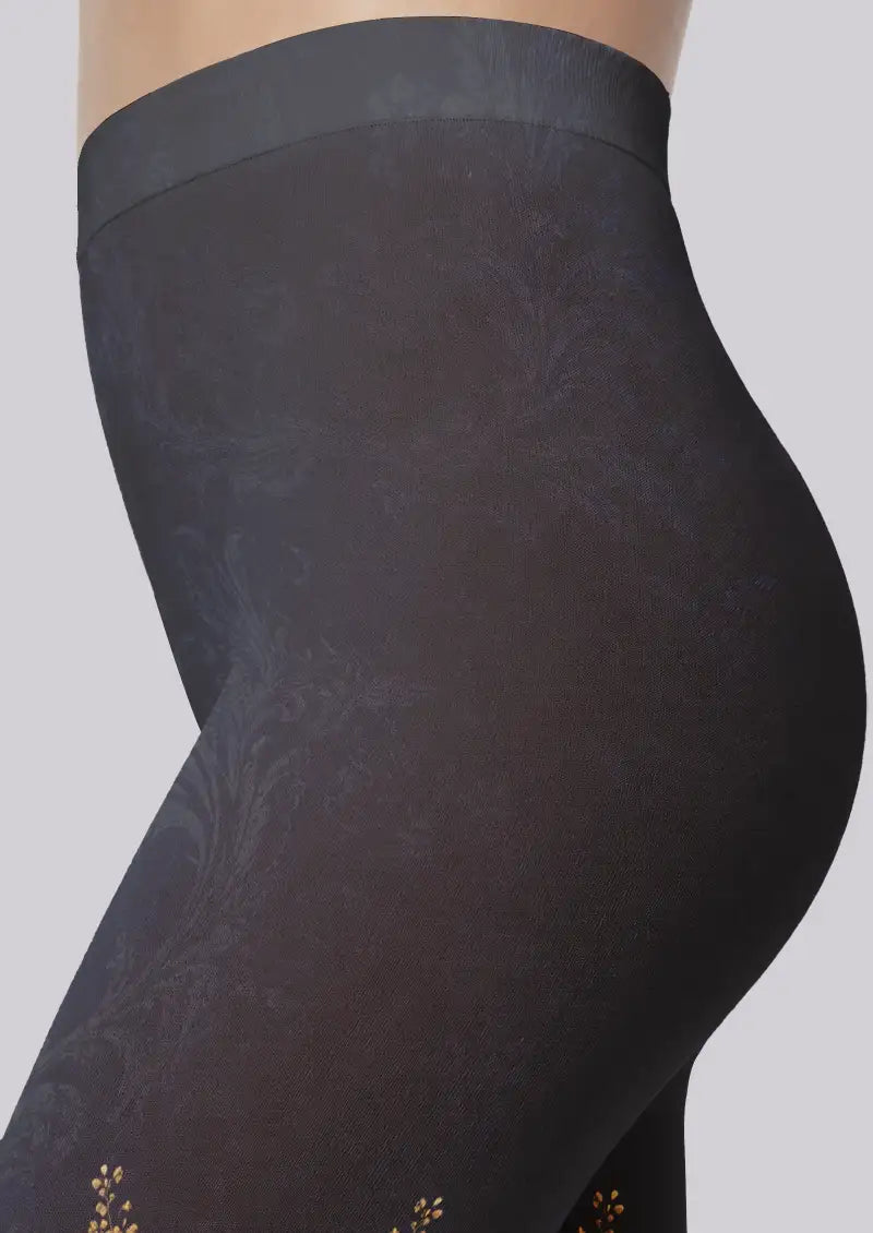 Midnight Bird Floral Footless Tights