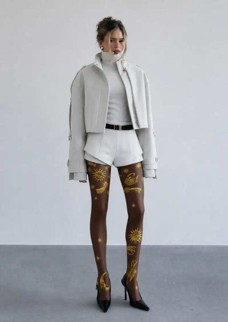 Celestial Sun Moon Zodiac Tights Hosiery Pantyhose