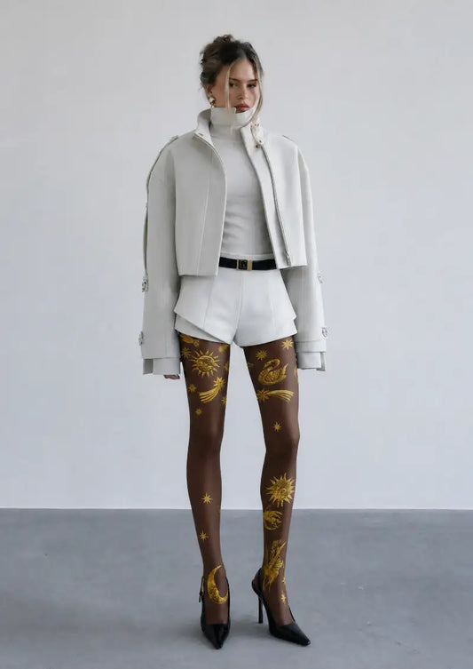 Celestial Sun Moon Zodiac Tights Hosiery Pantyhose