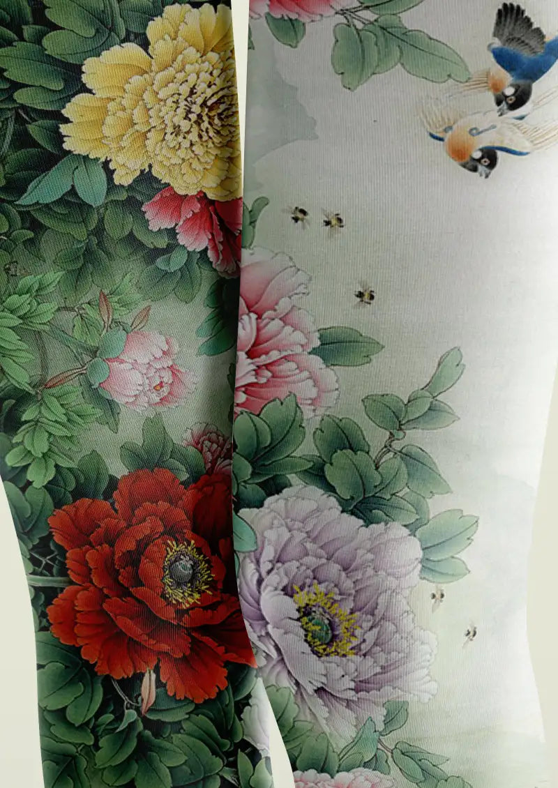 Green Floral Tights