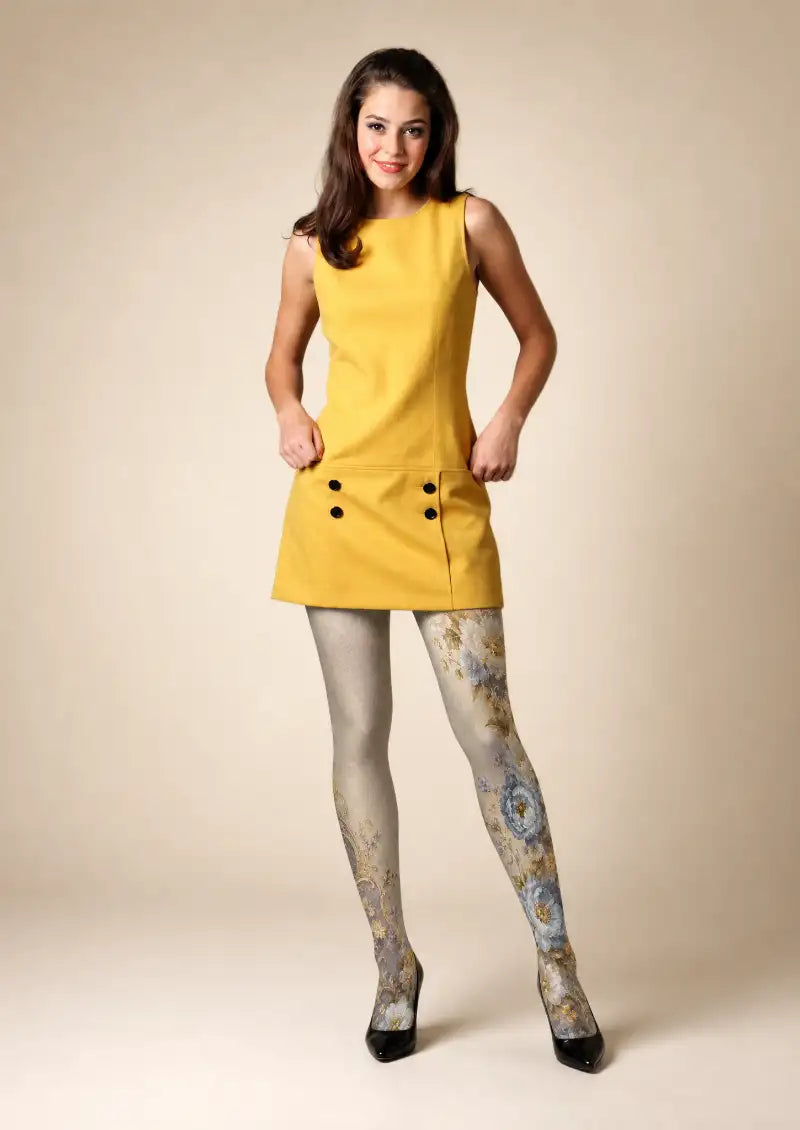 Royal Floral Ornament Tights Hosiery Pantyhose