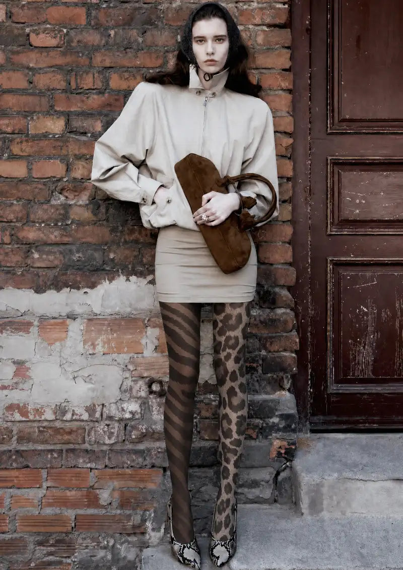 Animal Print Patchwork Tights Hosiery Pantyhose