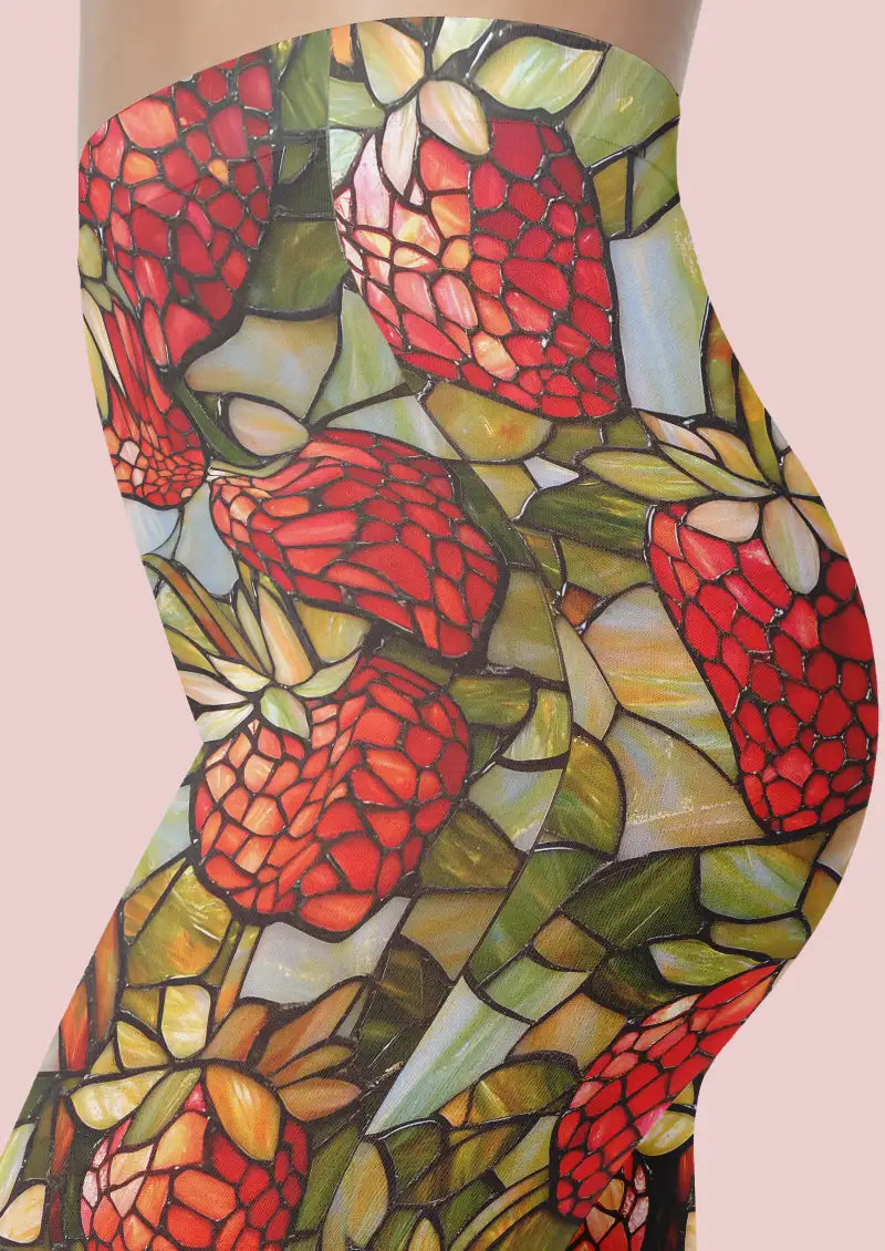 Tiffany Glass Floral Footless Tights Hosiery Leggings