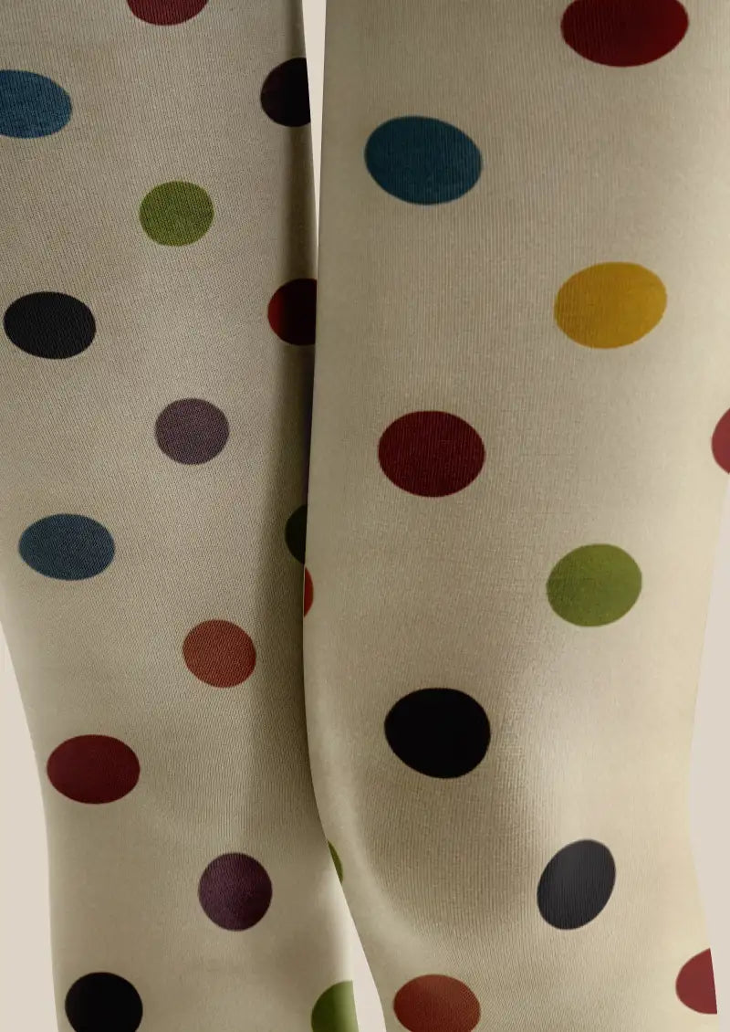 Colorful Polka Dot Cat Graphic Footless Tights Hosiery Leggings