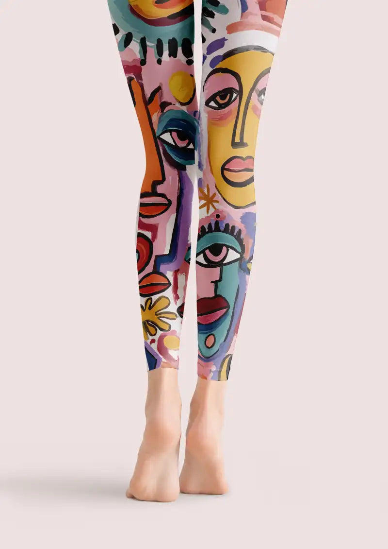 Abstract Portrait Graphic Footless Tights Hosiery Leggings