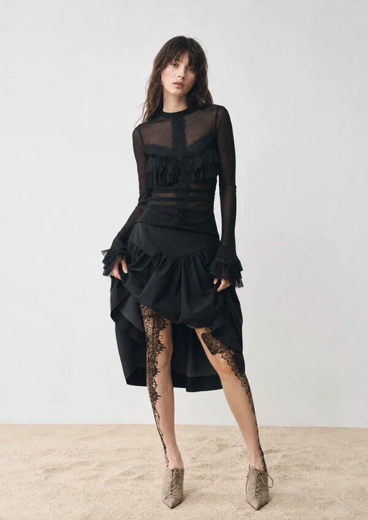 Black Floral Lace Print Tights