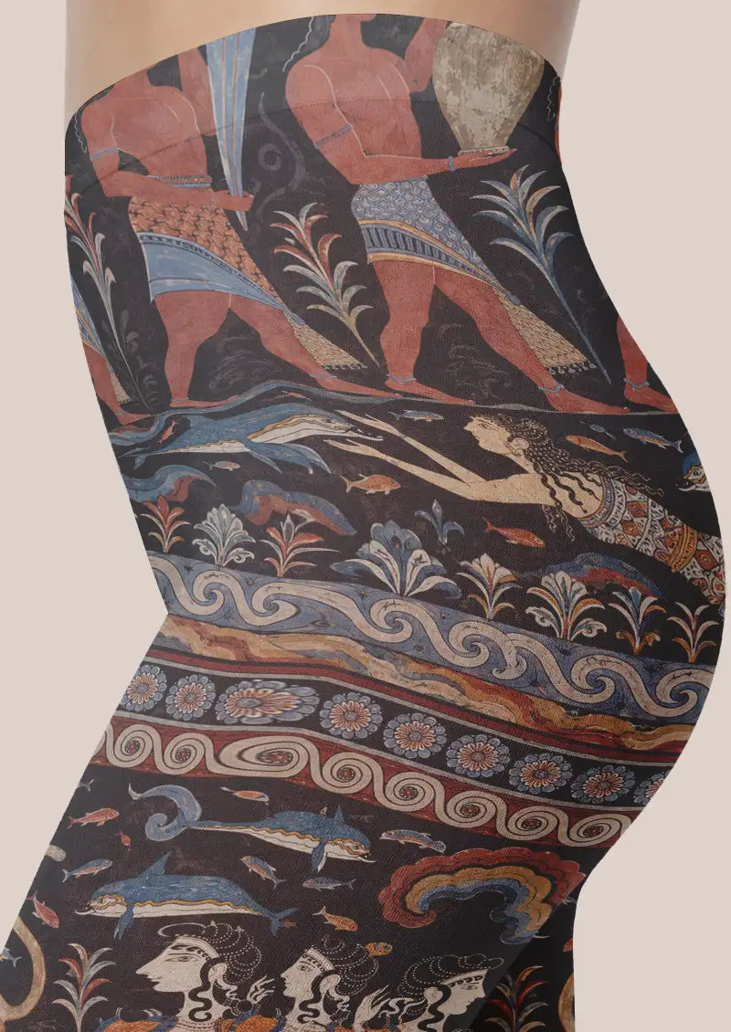 Greek Mythology Vase Graphic Footless Tights Hosiery Leggings