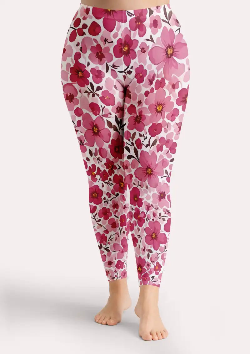 Pink Floral Footless Tights