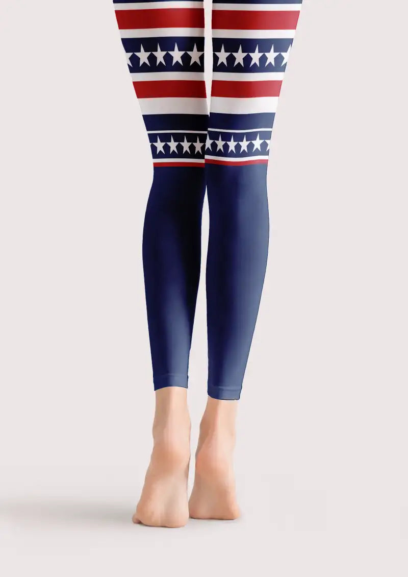USA Stars and Stripes Graphic Footless Tights Hosiery Leggings