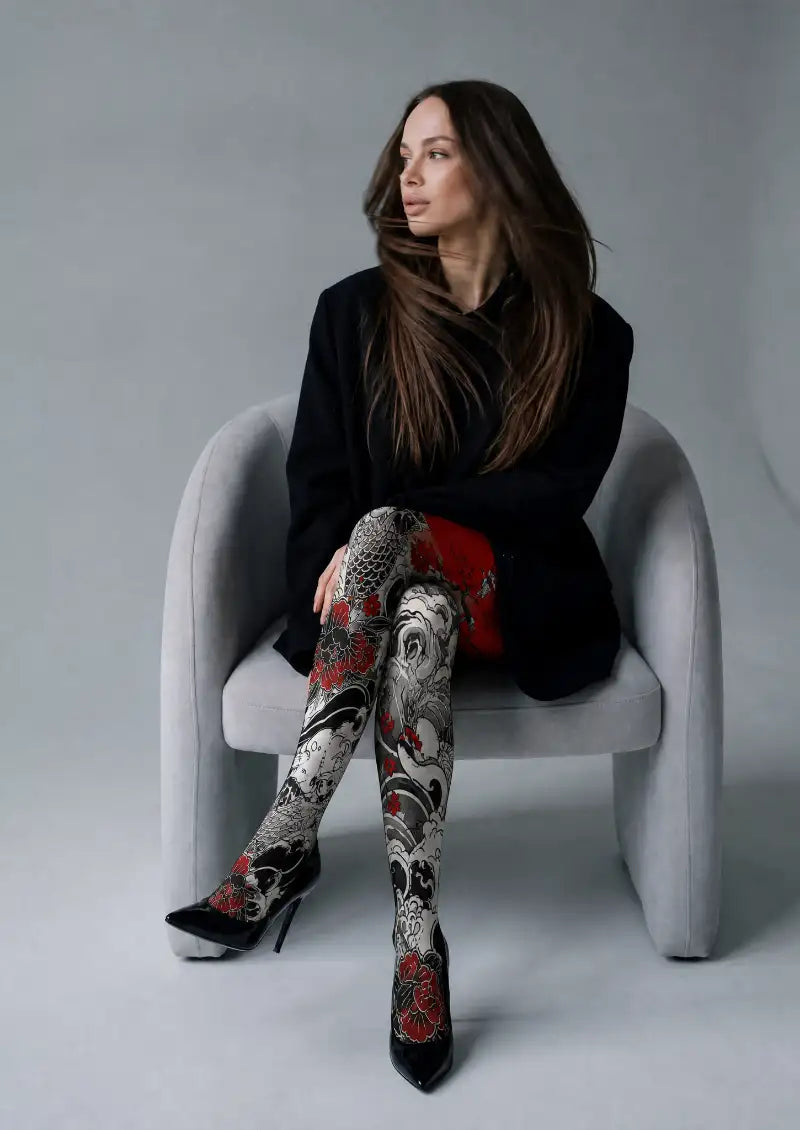 Black Japanese Tattoo Tights