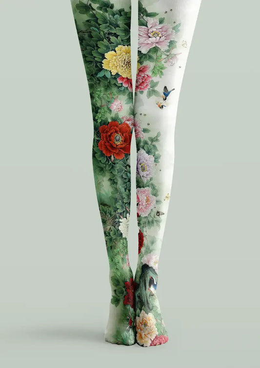 Green Floral Tights