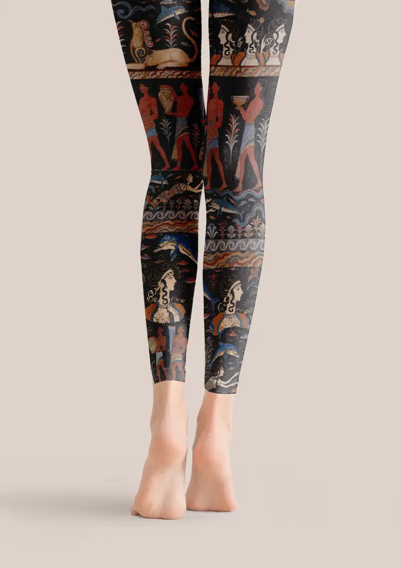 Greek Mythology Vase Graphic Footless Tights Hosiery Leggings