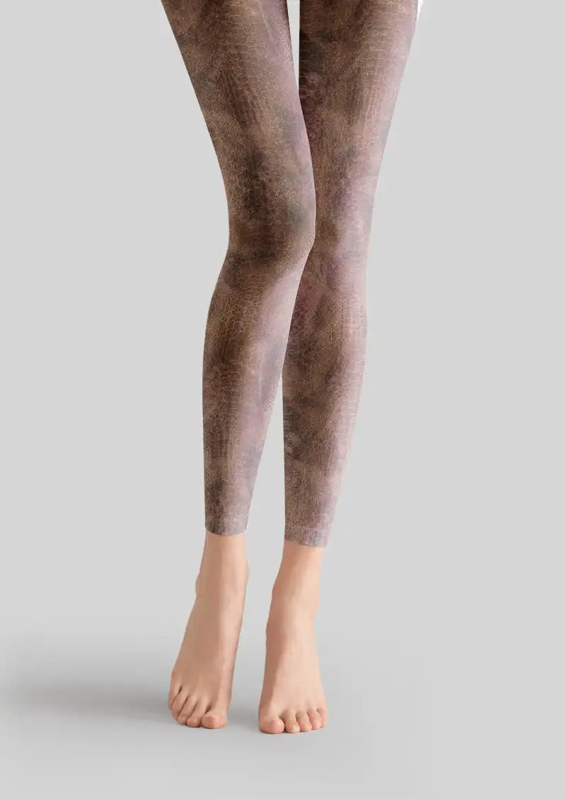 Python Snakeskin Footless Tights Hosiery Leggings