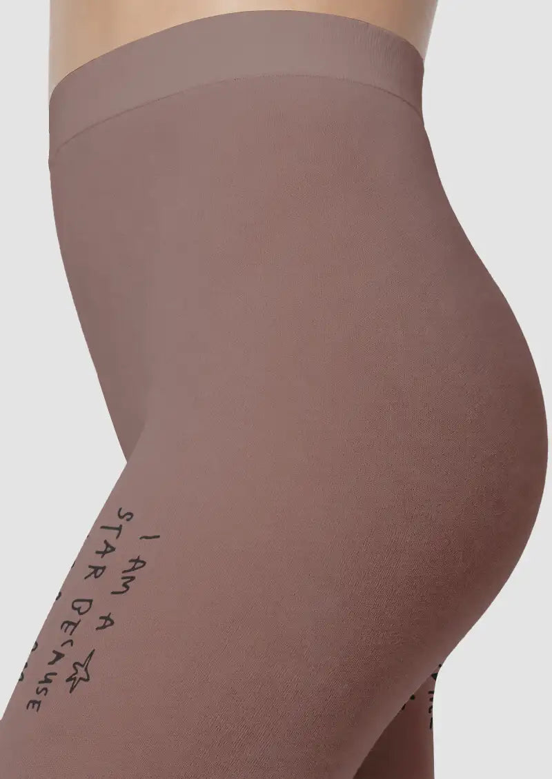 Inspirational Tattoo Script Graphic Footless Tights Hosiery Leggings