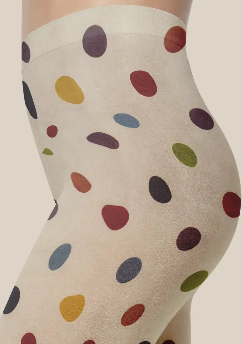 Colorful Polka Dot Cat Graphic Footless Tights Hosiery Leggings