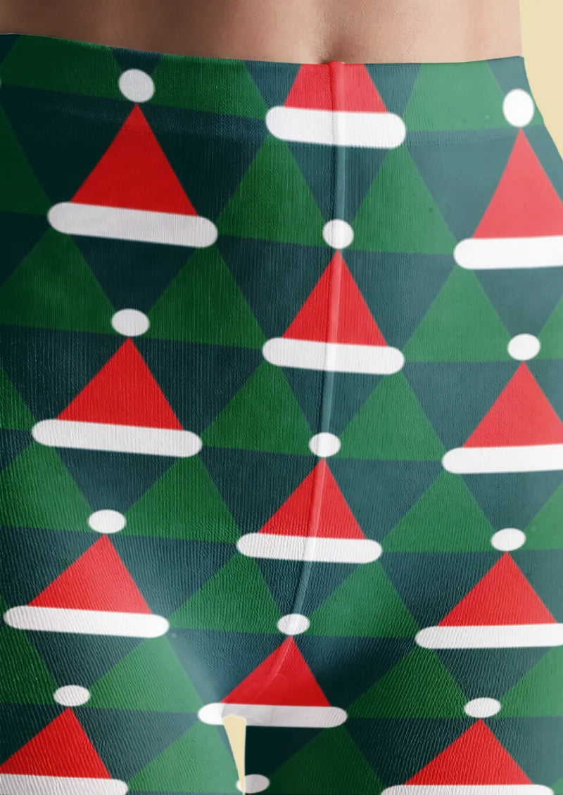 Green Christmas Santa Hat Tights