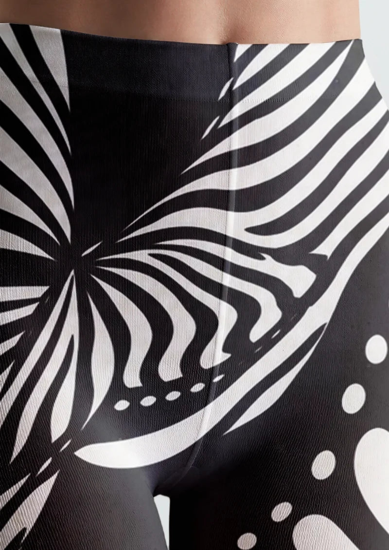 Black and White Zebra Motif Tights