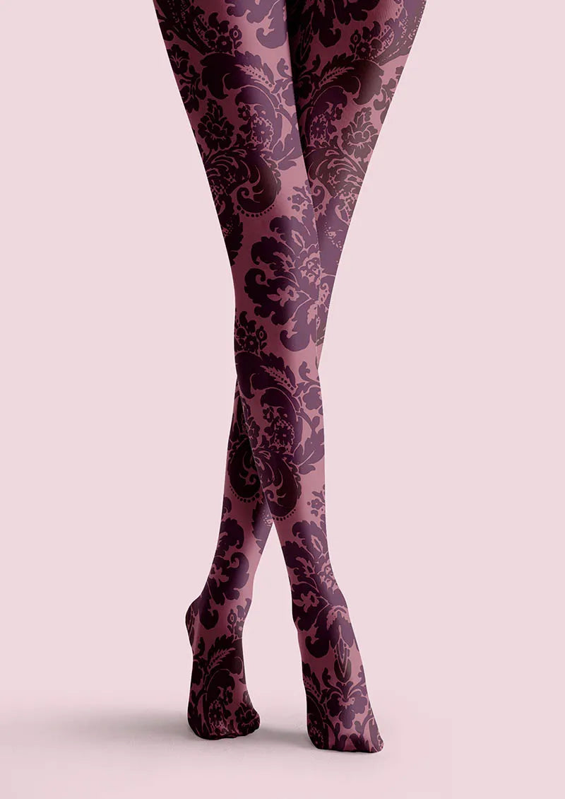 Baroque Bloom Plum Velvet Tights Hosiery Pantyhose