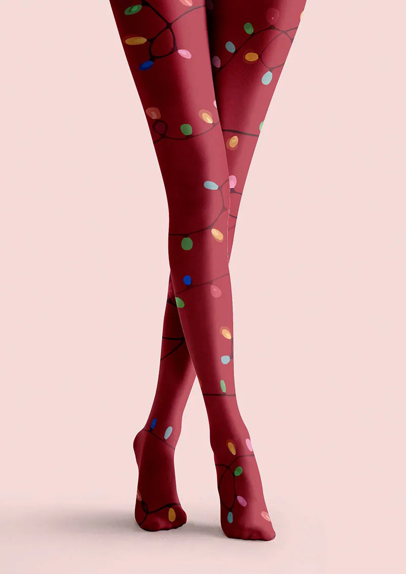 Christmas Fun Art Crimson Gift Tights Hosiery Pantyhose