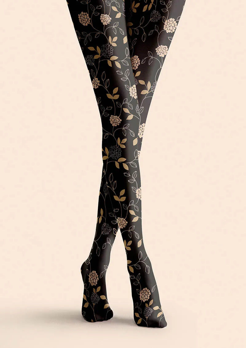 Noir Blossom Tights Hosiery Pantyhose