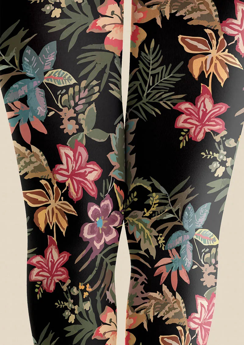 Floral pattern Night Bloom Tights Hosiery Pantyhose