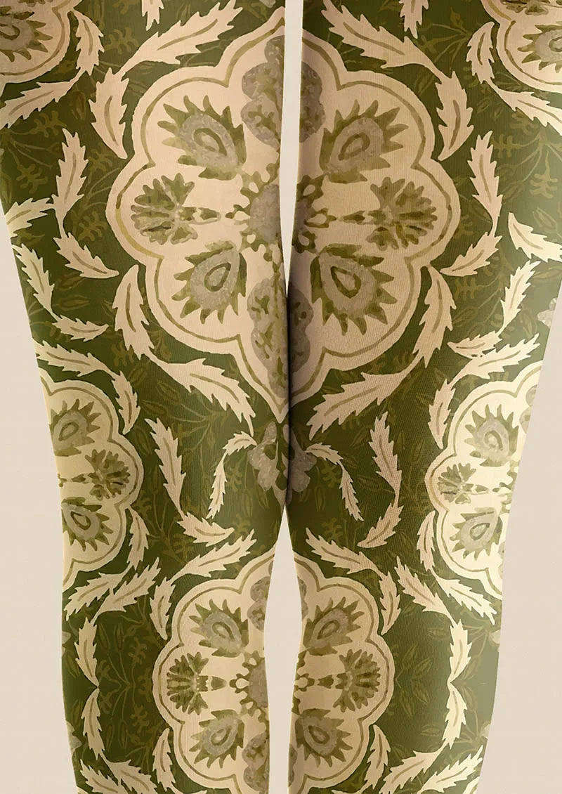 Floral pattern Olive Floral Tights Hosiery Pantyhose