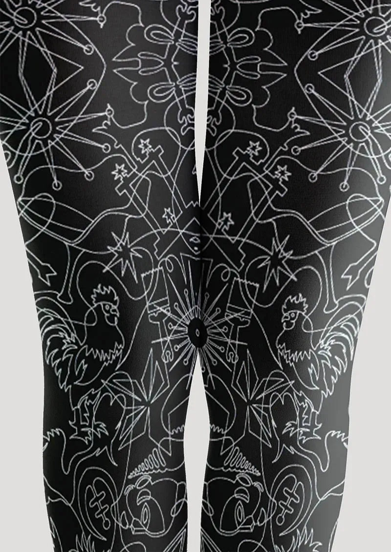Floral pattern Line Echo Tights Hosiery Pantyhose