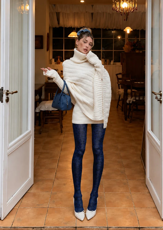 Navy Leopard Tights