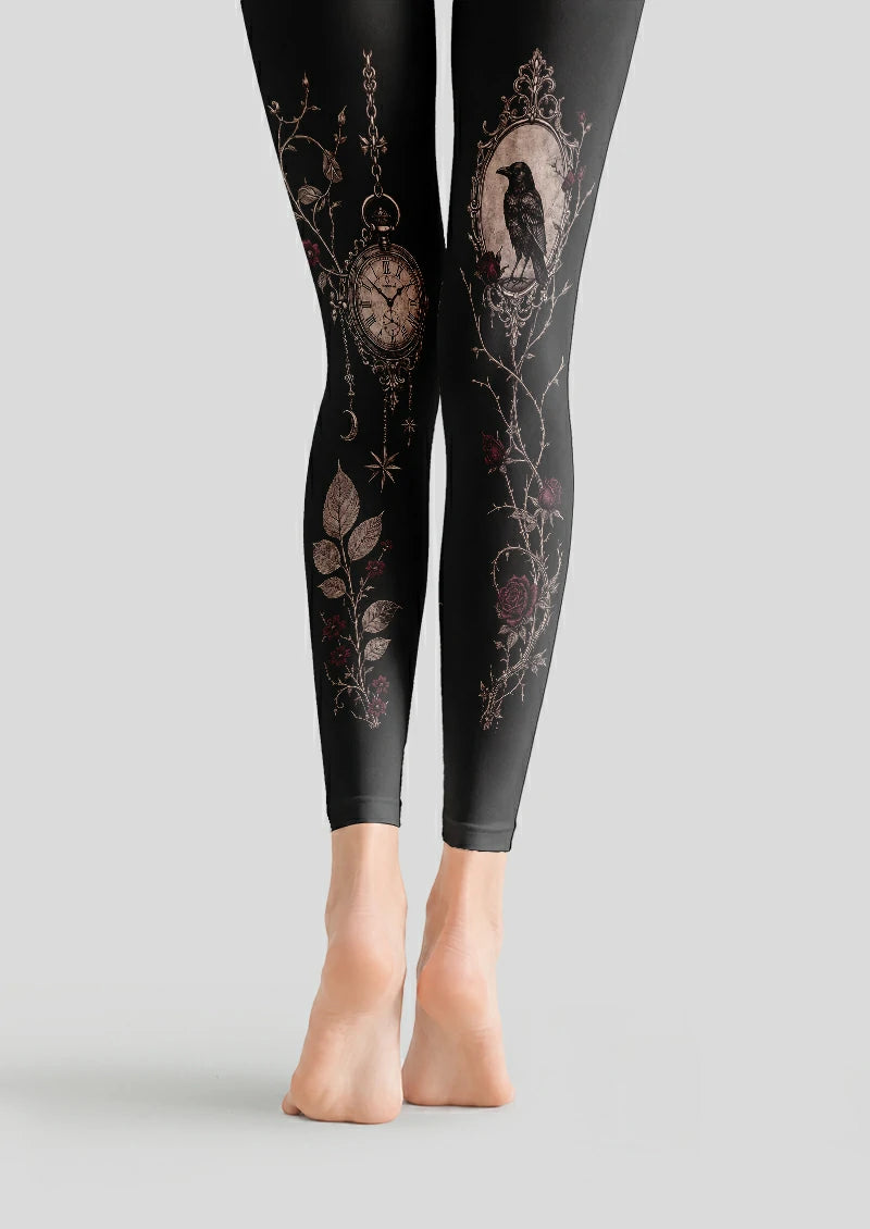 Black Raven Pocket Watch Footless Tights