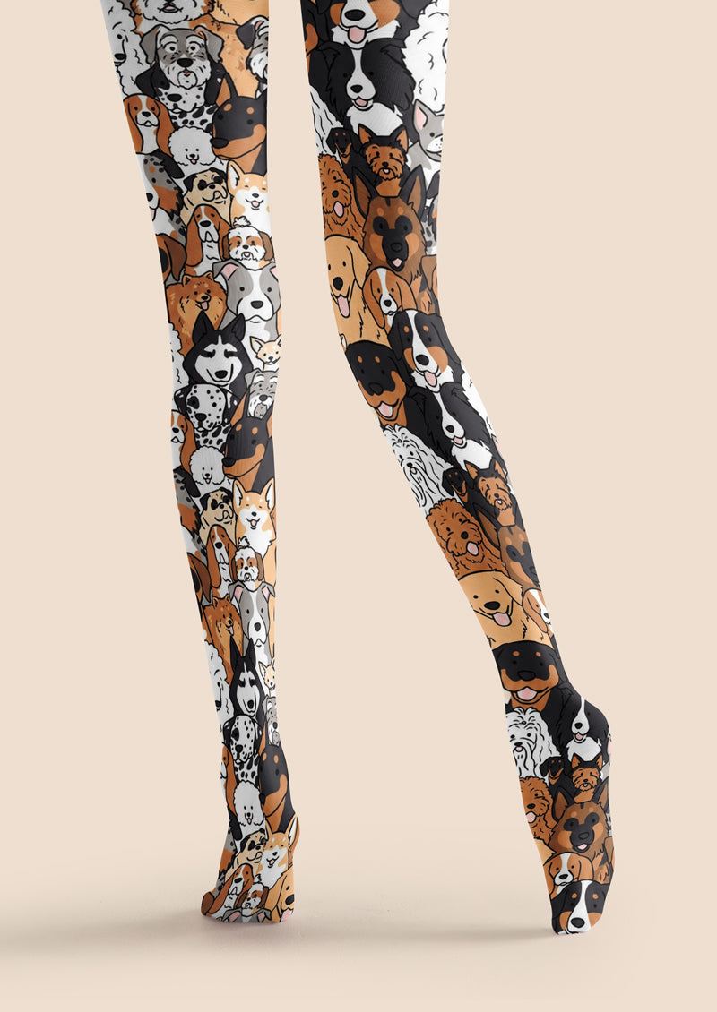 Multi‑Breed Dog Portrait Collage Tights Hosiery Pantyhose